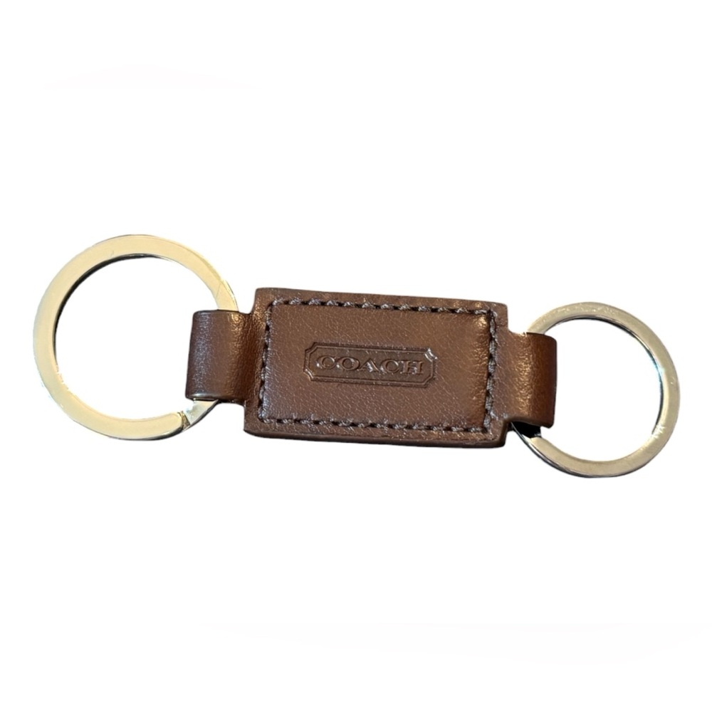 Coach Brown Leather Valet 2-in-1 Embossed Split Key Ring with Snap Logo (NWOT)